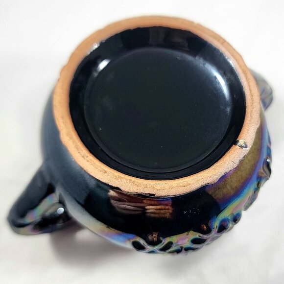 Vintage Lusterware Sugar Bowl Japanese Ceramic Purple Carnival Glass Style READ - Picture 6 of 6